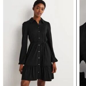 Boden Navy Blue Long Sleeve MiniShirt Dress Tiered Women’s Size 14R